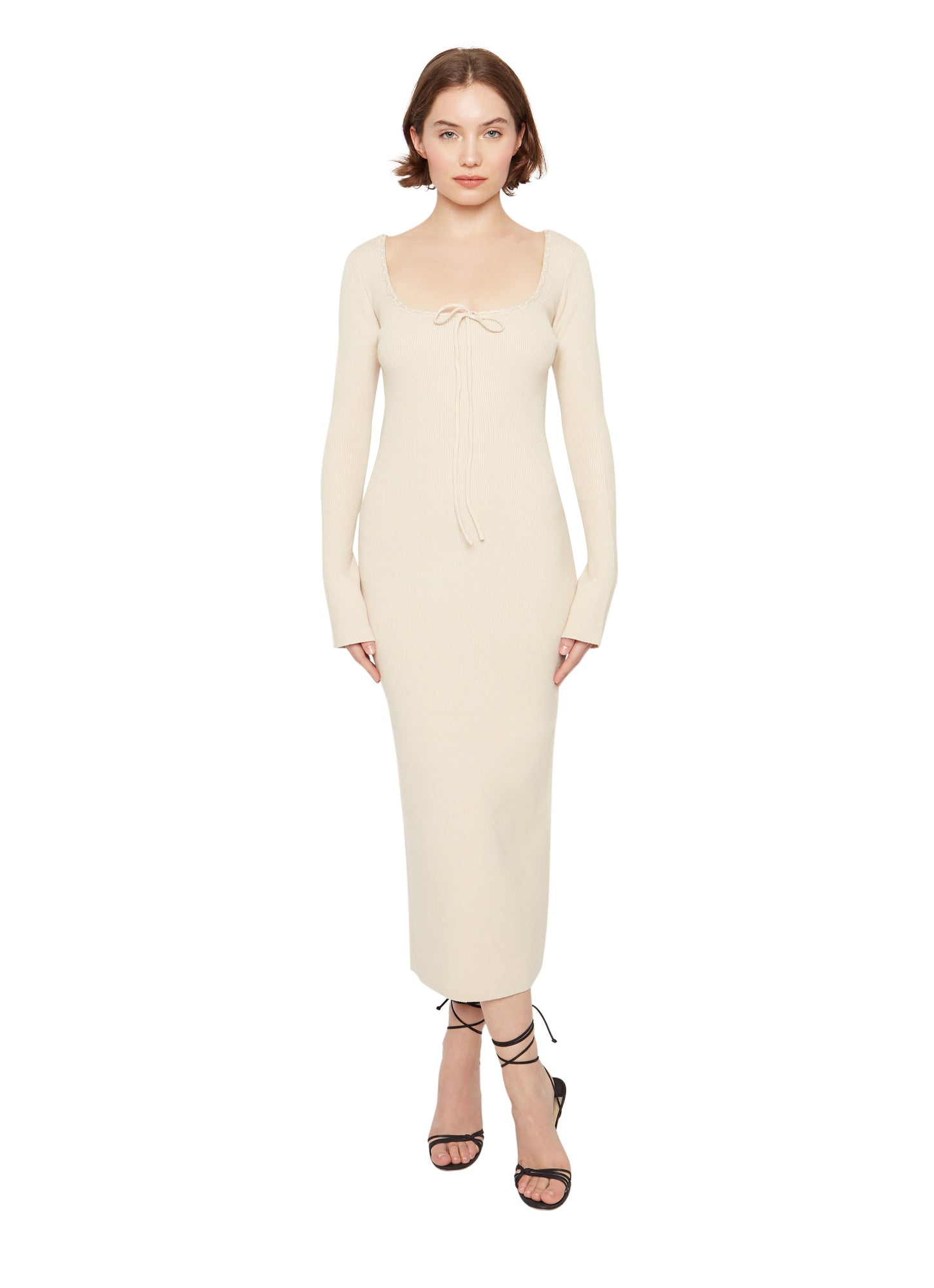 Womens | Bow Knit Backless Maxi Dress | Cream