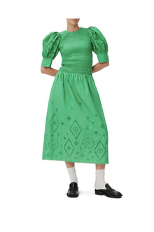 Broderie Anglaise Midi Dress | Kelly Green