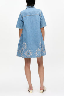 Broderie Anglaise Mini Dress | Light Blue Stone