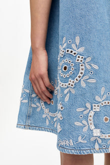 Broderie Anglaise Mini Dress | Light Blue Stone