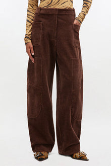 Brown Corduroy Curved Trousers | Chicory Coffee