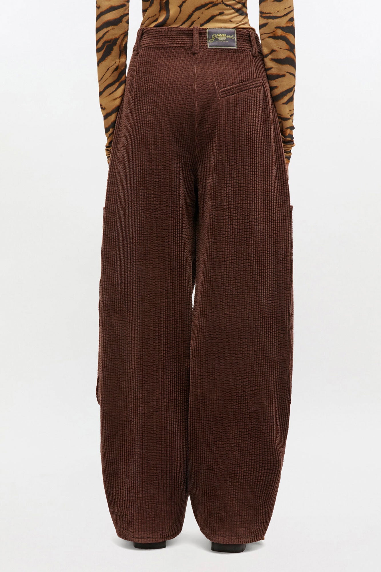 Brown Corduroy Curved Trousers | Chicory Coffee
