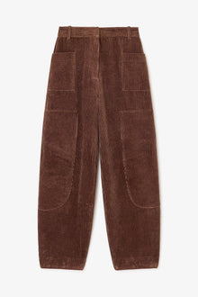 Brown Corduroy Curved Trousers | Chicory Coffee