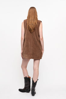 Brown Corduroy Mini Dress | Rain Drum