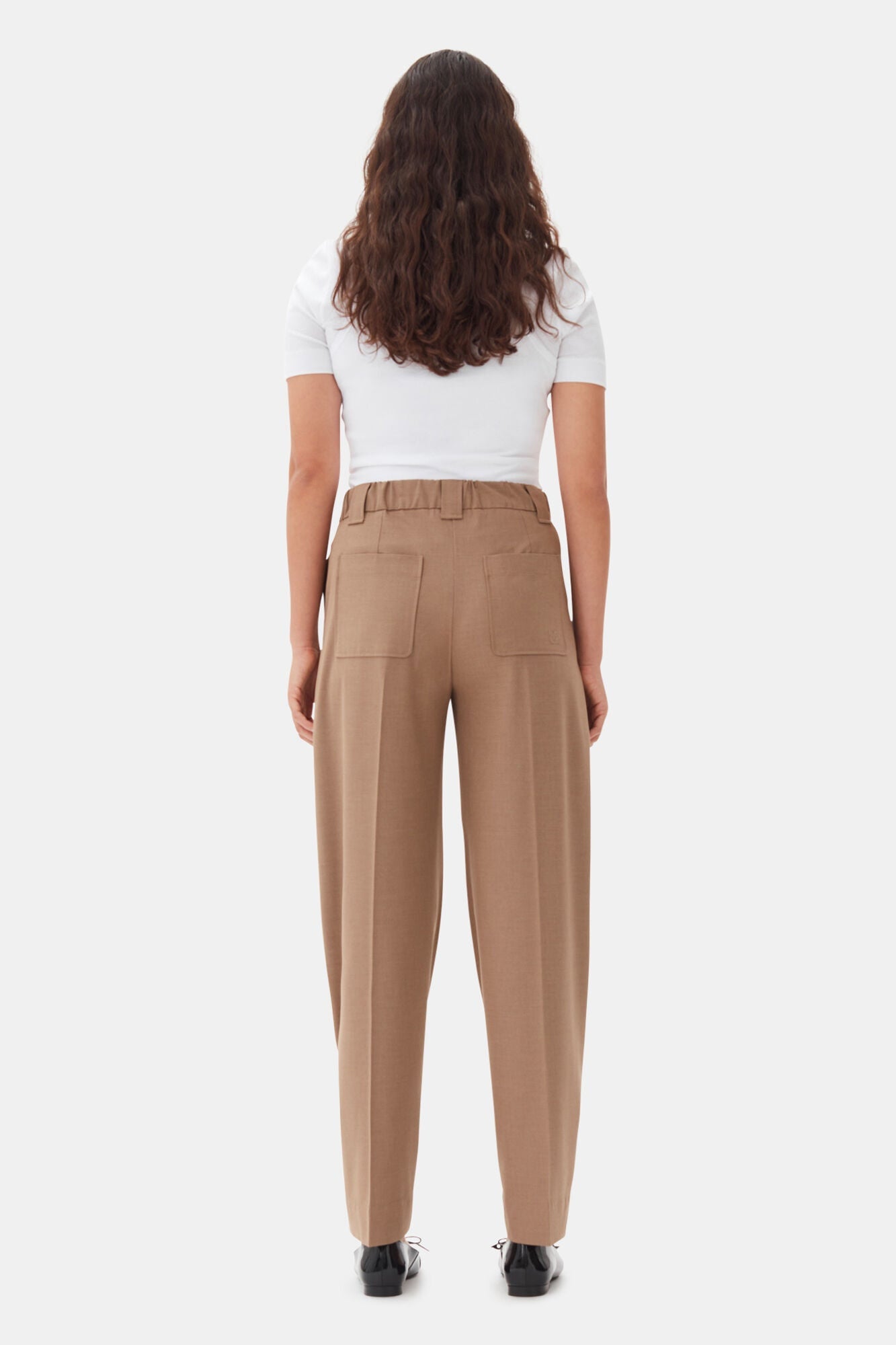 Brown Drapey Melange Trousers | Tiger's Eye