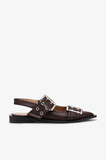 Brown Feminine Buckle Ballerinas | Chocolate Fondant