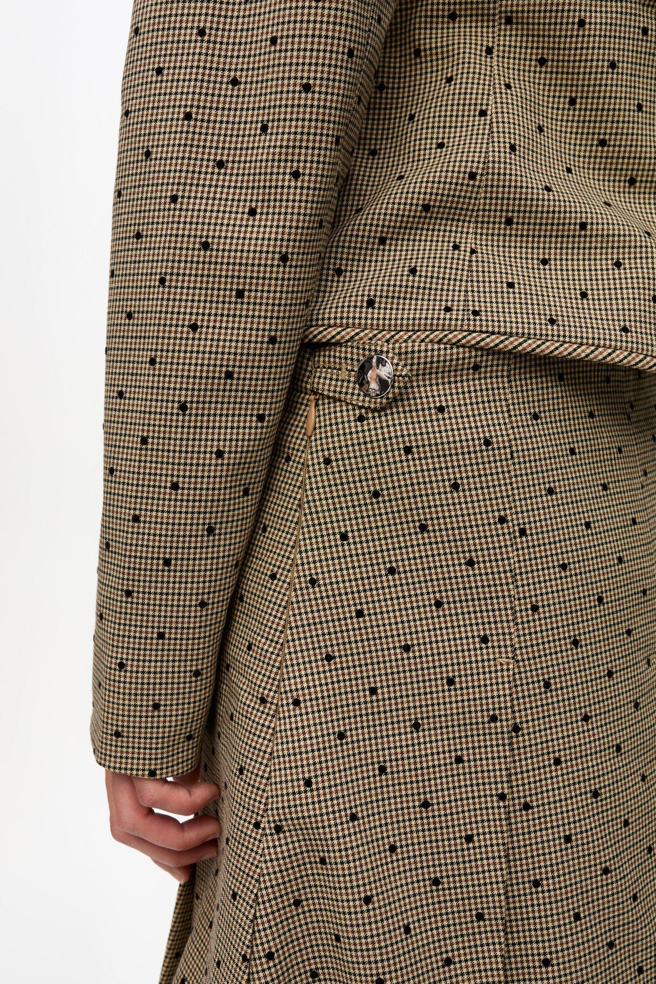 Brown Flock Check Suiting Mini Skirt | Tiger's Eye