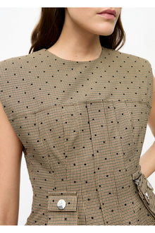 Brown Flock Suiting Corset Mini Dress | Tiger's Eye