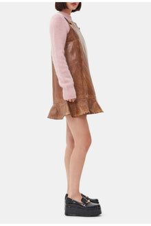 Brown Foil Denim Mini Dress | Cognac