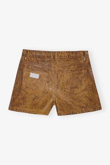 Brown Foil Denim Shorts | Cognac