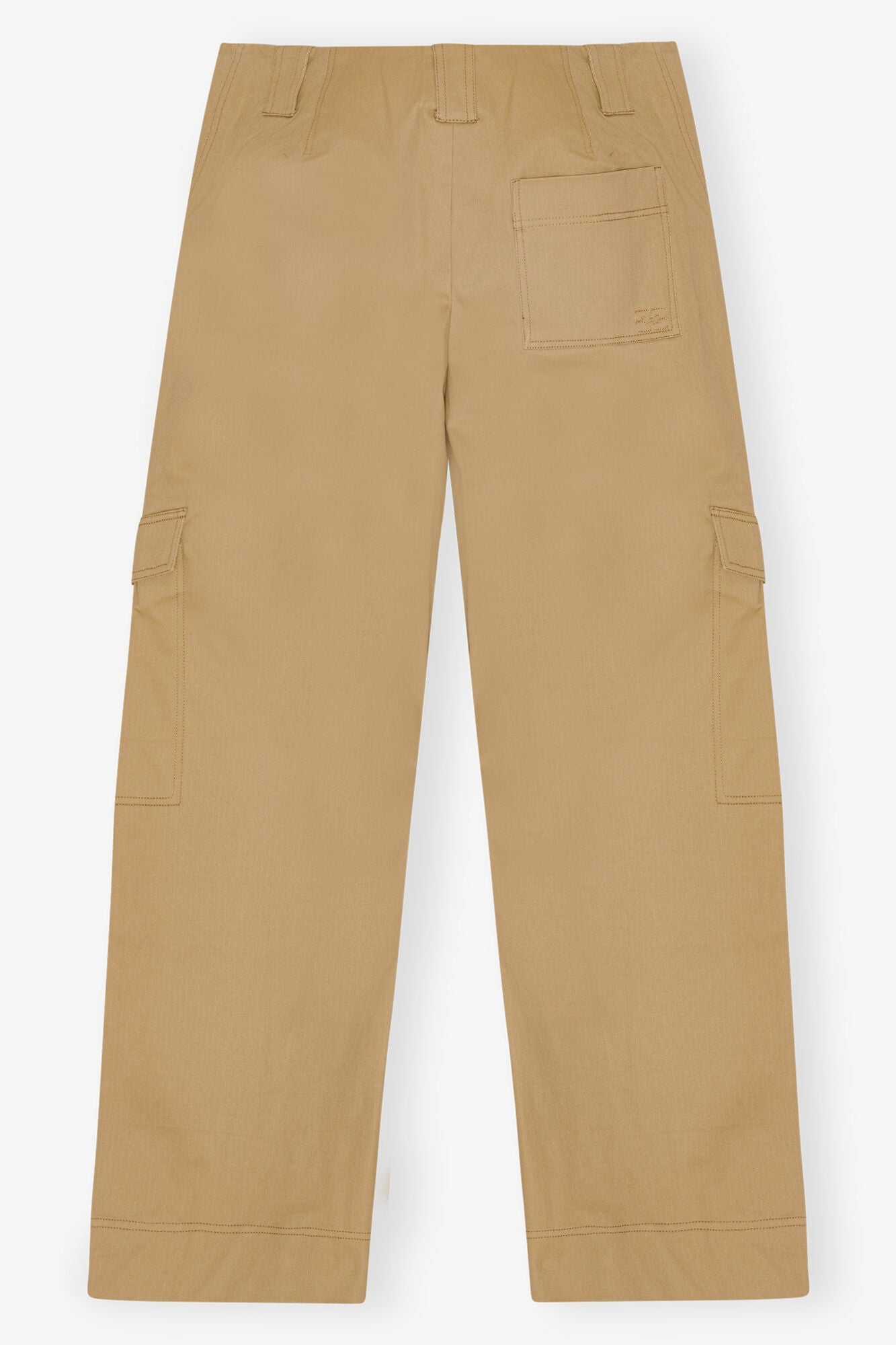Brown Herringbone Canvas Mid Waist Trousers | Tiger's Eye