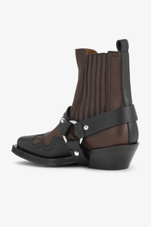 Brown Low Cut Western Chelsea Boots | Black/Chocolate Fondant