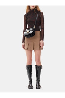 Brown Printed Mesh Long sleeve Rollneck | Bitter Chocolate
