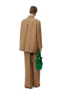 Brown Slub Linen Oversized Blazer | Petrified Oak