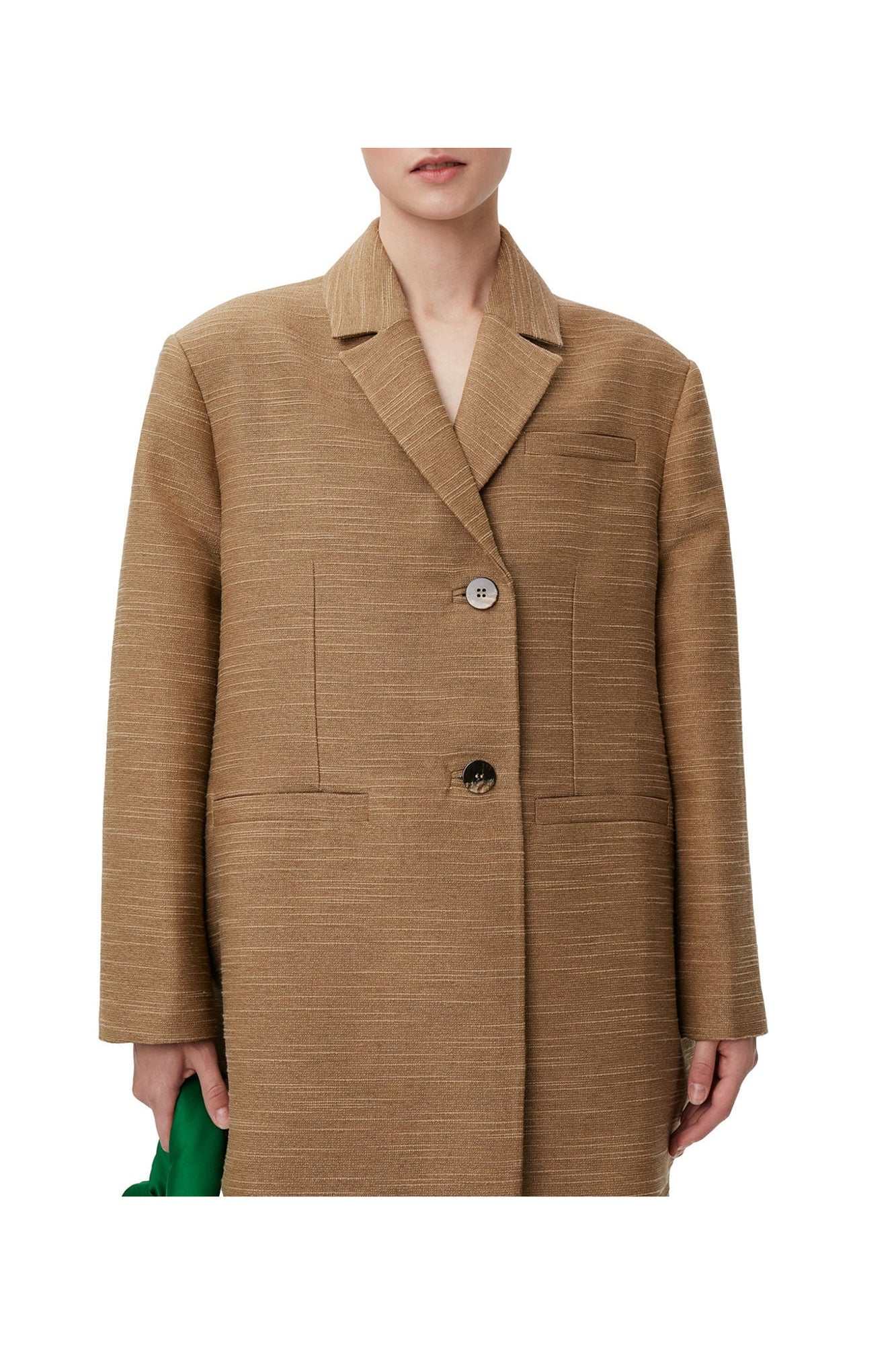 Brown Slub Linen Oversized Blazer | Petrified Oak