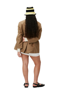 Brown Slub Linen Oversized Blazer | Petrified Oak