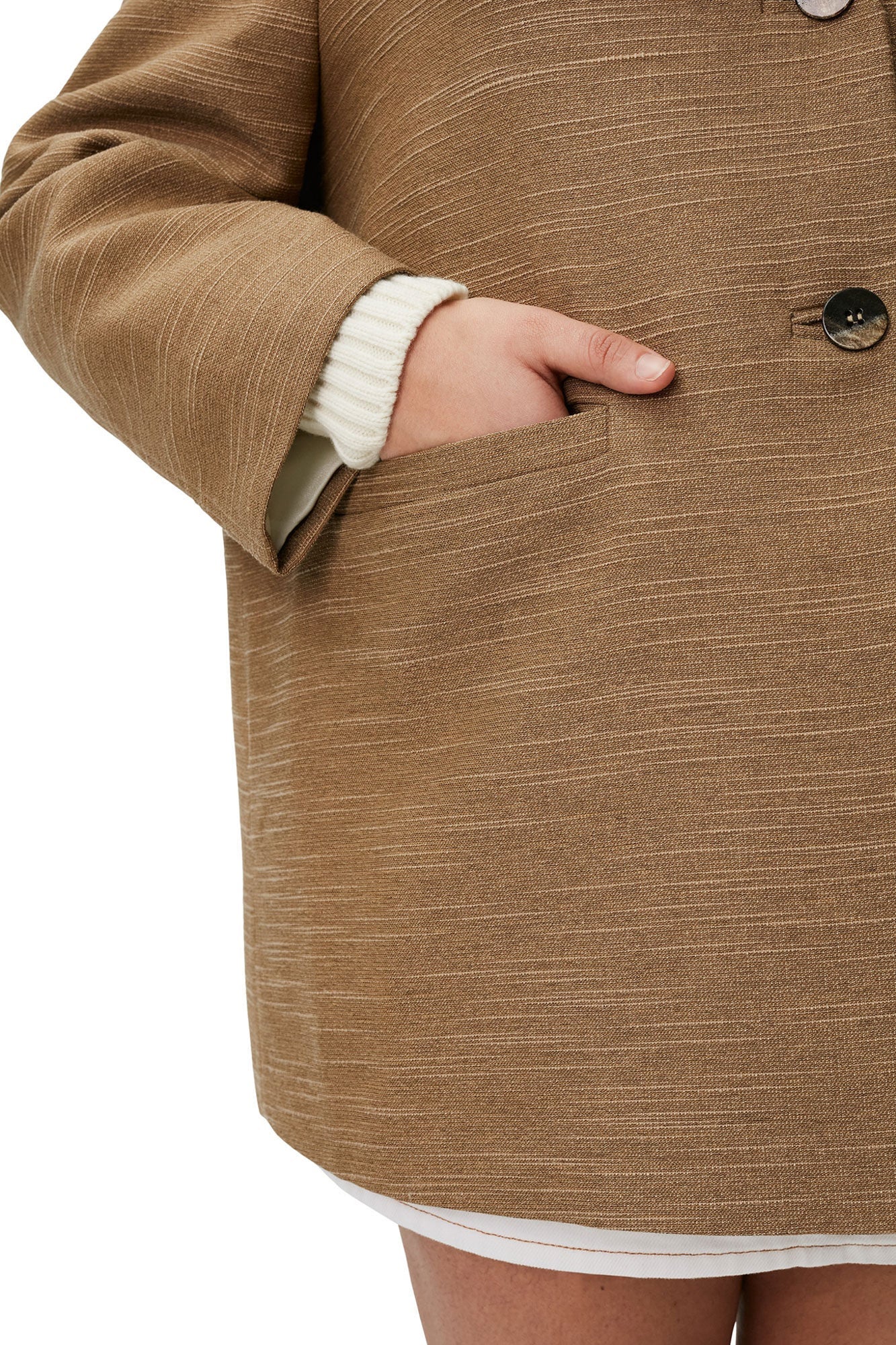Brown Slub Linen Oversized Blazer | Petrified Oak