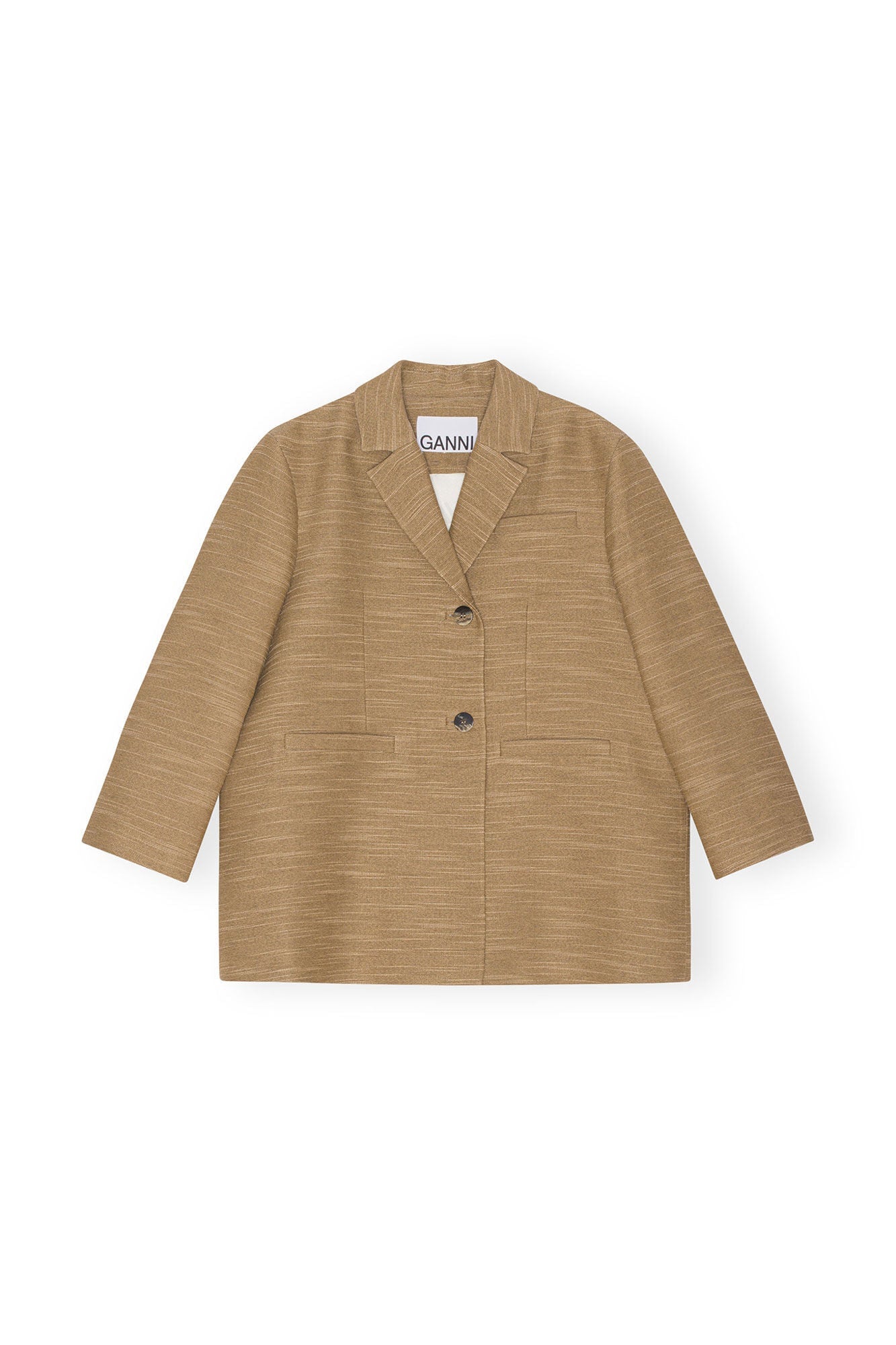 Brown Slub Linen Oversized Blazer | Petrified Oak