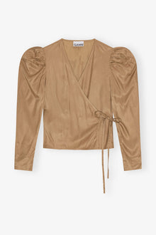 Brown Twill Wrap Blouse | Tiger's Eye
