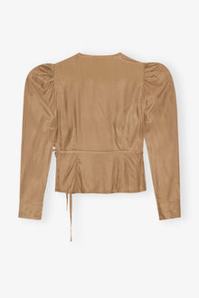 Brown Twill Wrap Blouse | Tiger's Eye