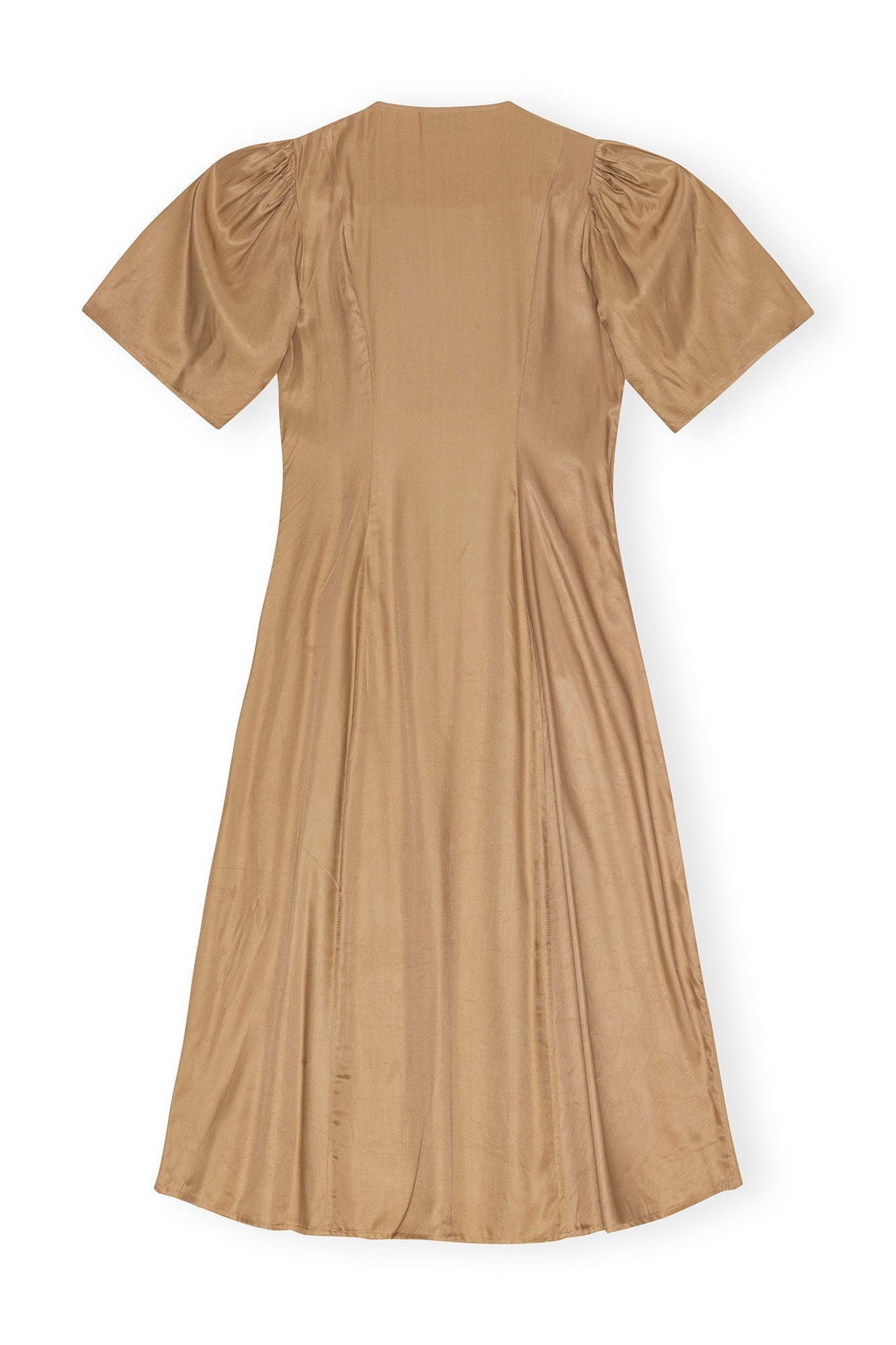 Brown Viscose Twill Wrap Midi Dress | Tiger's Eye