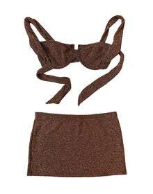Casey Mini Skirt | Brown Glitter