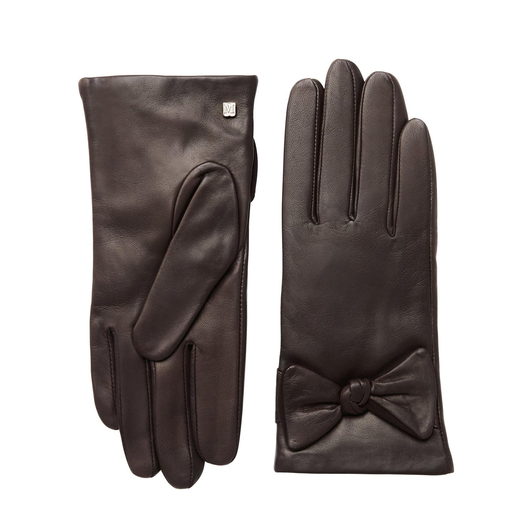 Bruno Magli | Women | Ladies Knotted Bow Touchscreen Compatible Leather Glove  | Brown