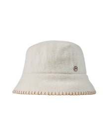 Bruno Magli | Women | Knit Felt Bucket Hat With Blanket Stitch | Ivory