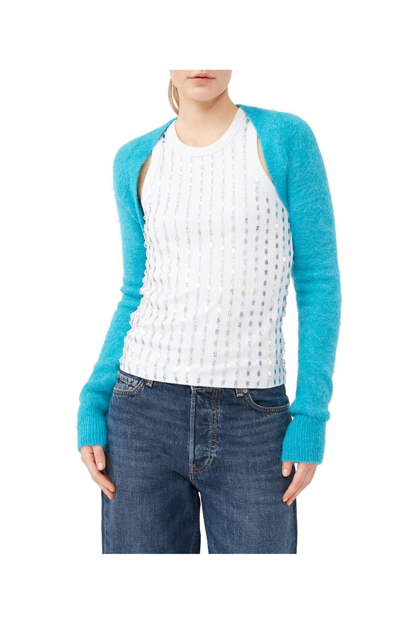Brushed Alpaca Bolero | Blue Curacao