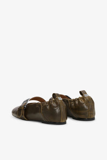Buckle Strap Ballerinas in | Dark Olive