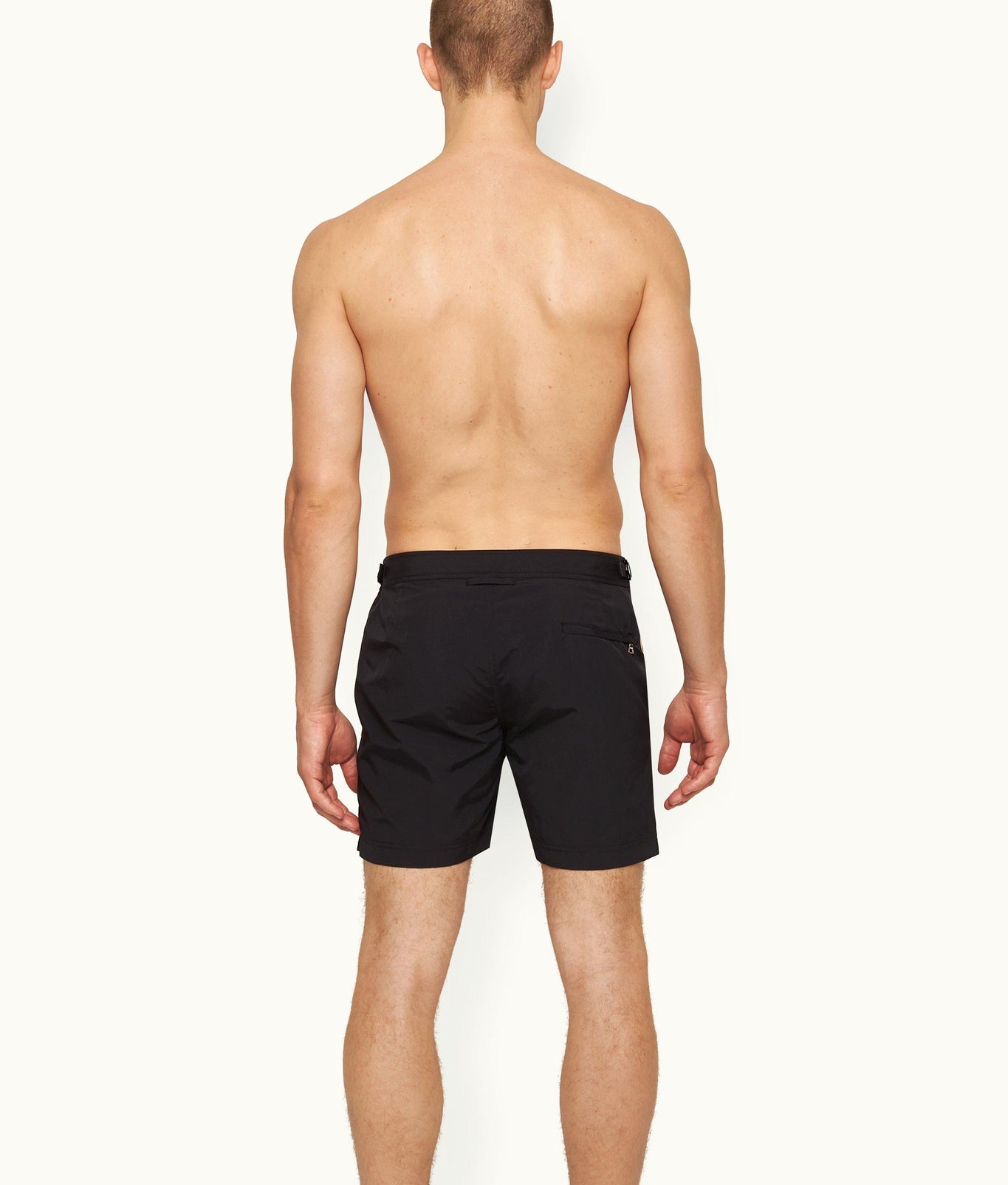 Bulldog Concealed O.B Stripe Tape Mid-Length Swim Shorts | Black