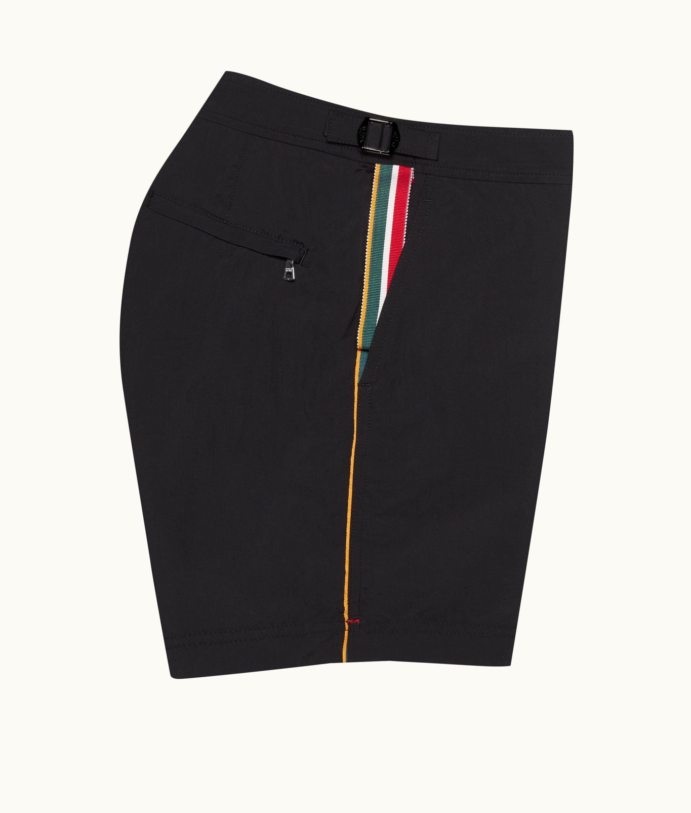 Bulldog Concealed O.B Stripe Tape Mid-Length Swim Shorts | Black