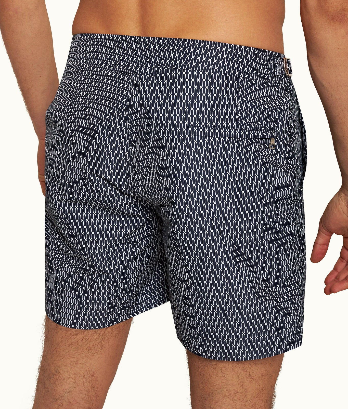 Bulldog Geo Pointpart Mid-Length Swim Shorts | Midnight Navy/White