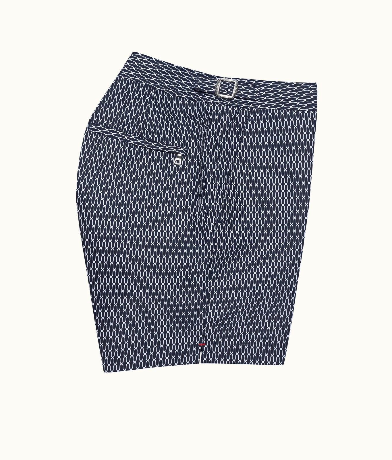 Bulldog Geo Pointpart Mid-Length Swim Shorts | Midnight Navy/White