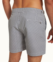 Bulldog Geo Pointpart Mid-Length Swim Shorts | White/Midnight Navy