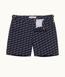 Bulldog Geometric Jacquard Mid-Length Swim Shorts | 007/Midnight Navy