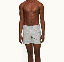 Bulldog Geometric Orb Jacquard Mid-Length Swim Shorts | White Sand/Night Iris