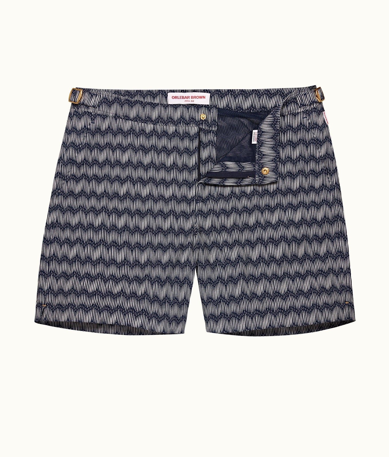 Bulldog Jacquard Chevron Mid-Length Swim Shorts | Night Iris/White