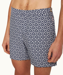 Bulldog Jacquard Domi Jacquard Mid-Length Swim Shorts Woven | Night Iris/White Sand