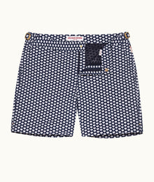 Bulldog Jacquard Flutter Jacquard Mid-Length Swim Shorts Woven | Night Iris/White Sand