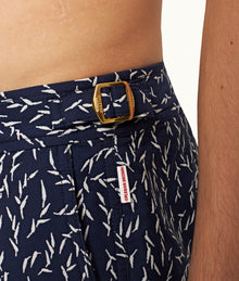 Bulldog Jacquard Sedge Jacquard Mid-Length Swim Shorts | Night Iris
