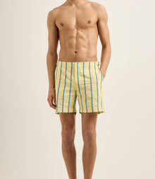 Bulldog Mid-Length Deckchair Stripe Swim Shorts | Yellow Multi