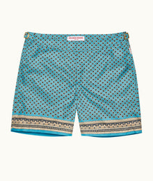 Bulldog Mid-Length Solmio Print Swim Shorts | California Blue