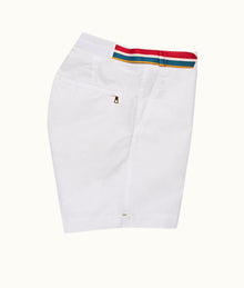 Bulldog O.B Stripe Belt Mid-Length Swim Shorts | White