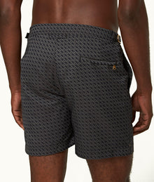 Bulldog Orbit Jacquard Mid-Length Swim Shorts | Piranha Grey