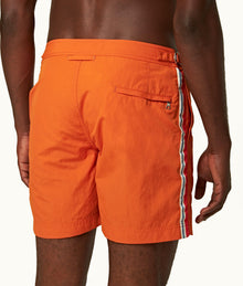 Bulldog Palm Stripe Tape Mid-Length Swim Shorts | Tiger Lily