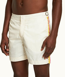 Bulldog Palm Stripe Tape Mid-Length Swim Shorts | White Sand