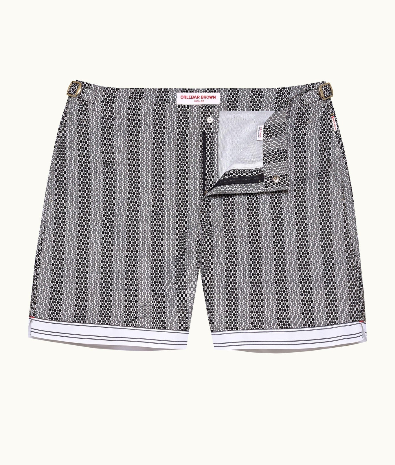 Bulldog Rills Print Mid-Length Swim Shorts Woven | Night Iris/White Sand