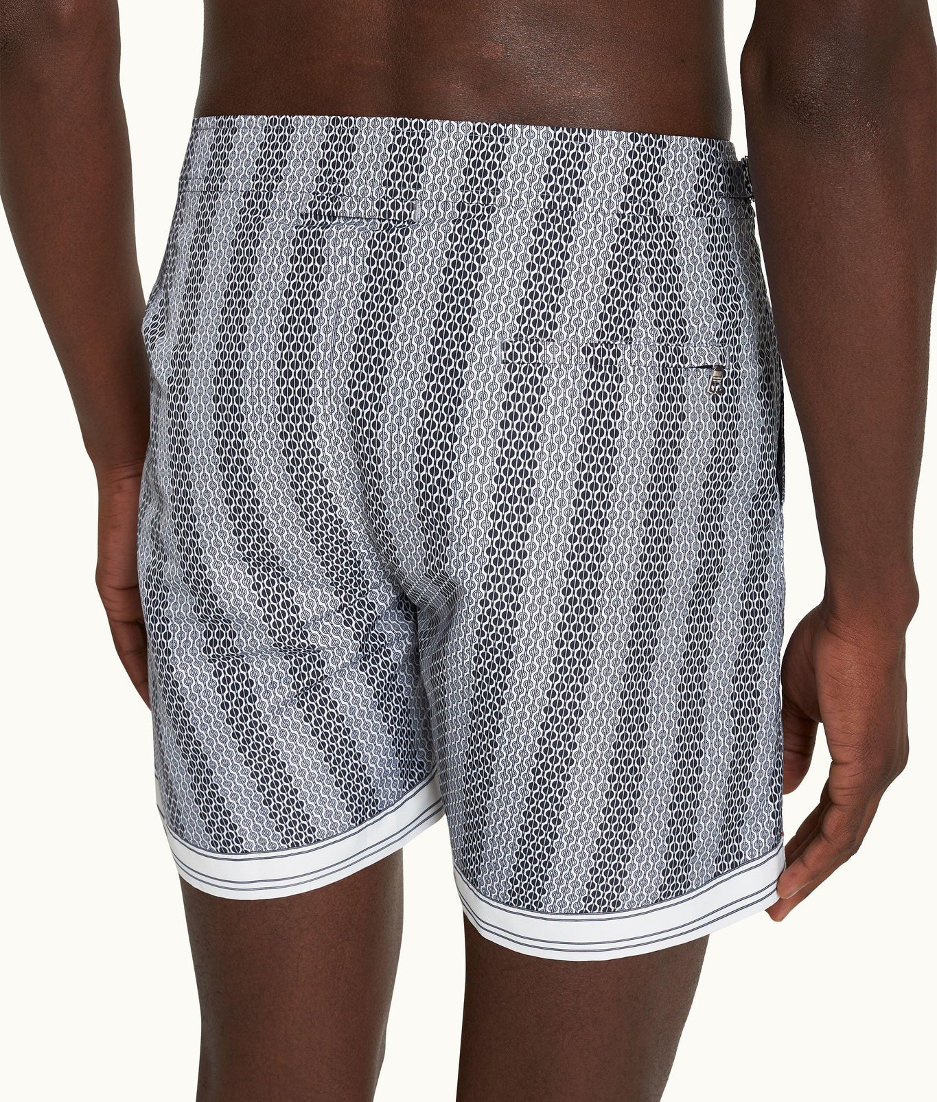 Bulldog Rills Print Mid-Length Swim Shorts Woven | Night Iris/White Sand