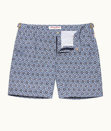 Bulldog Roseate Print Mid-Length Swim Shorts | Azul Blue